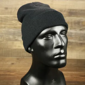 Knit Cuffed Beanie - Black Winter Hat