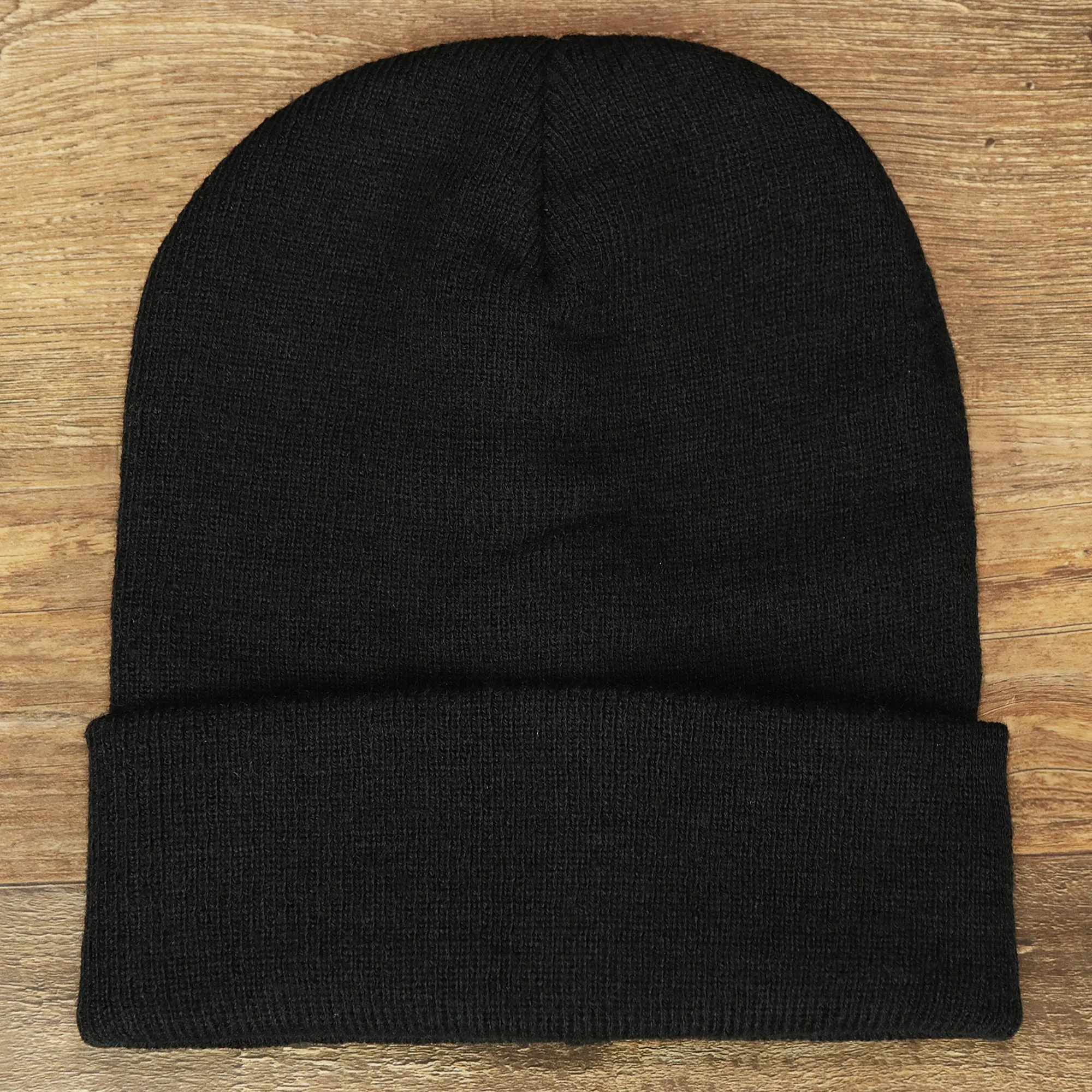 Knit Cuffed Beanie - Black Winter Hat