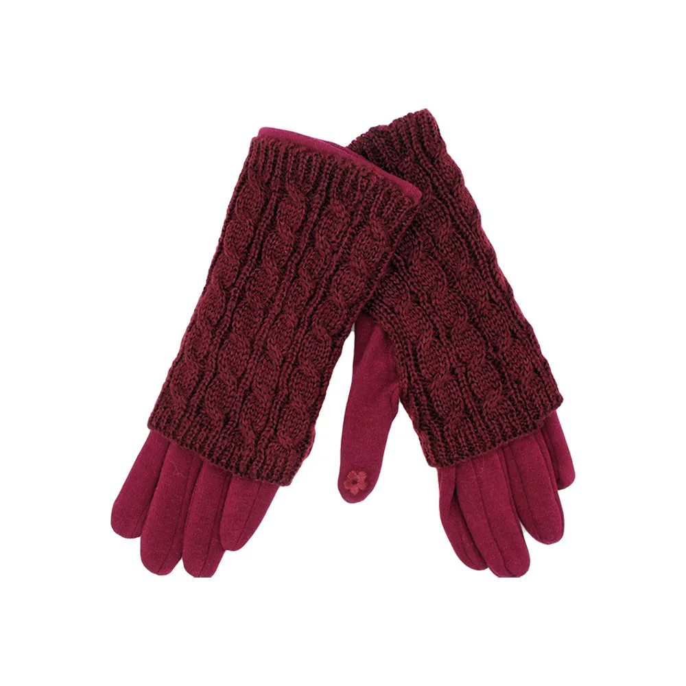 Knit Gloves with 3-in-1 Cable Design