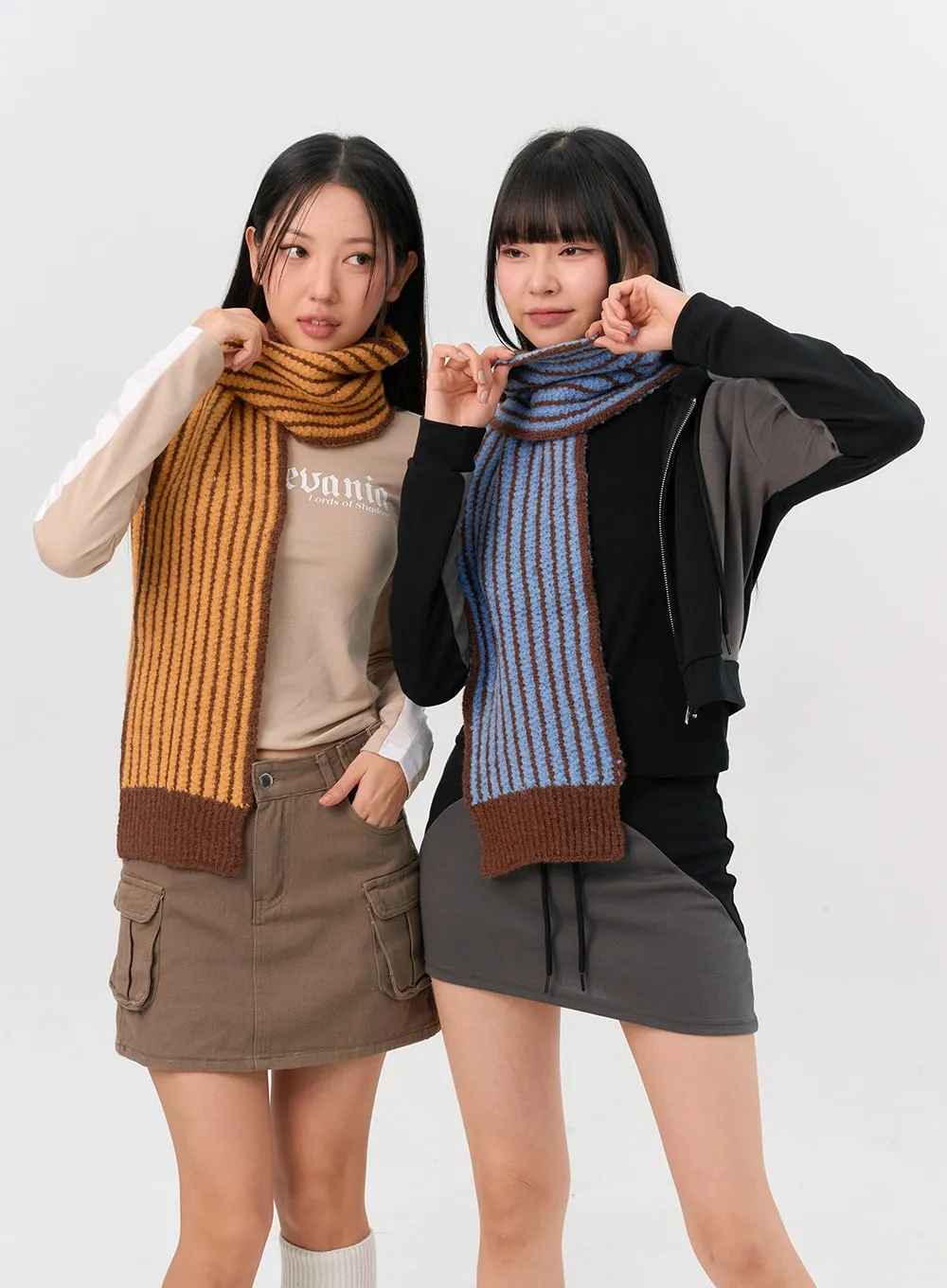 Knit Striped Scarf - IN302