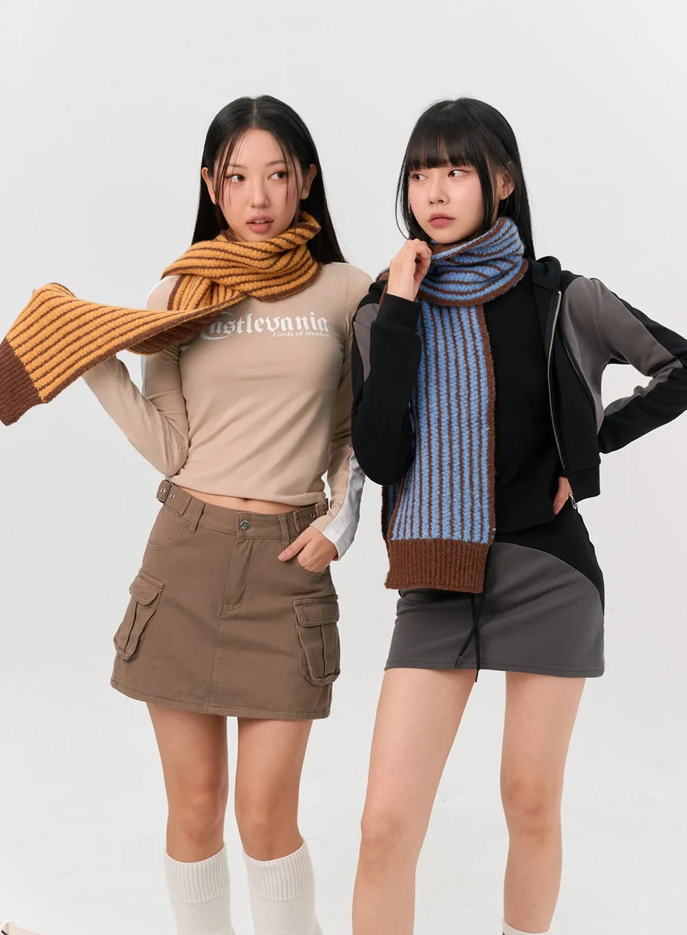 Knit Striped Scarf - IN302