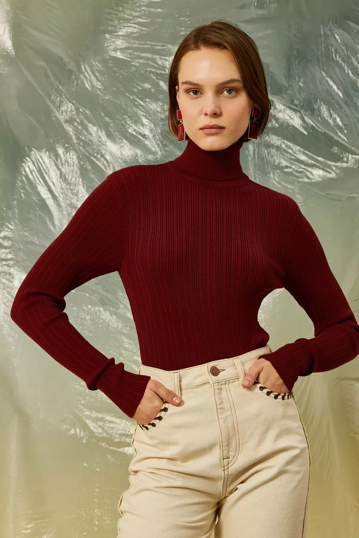 KOTON Ribbed Turtleneck Sweater