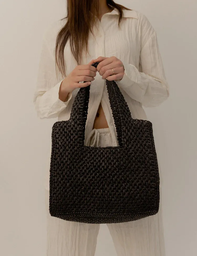 La Tribe      LA TRIBE - MACRAME TOTE BAG (BLACK)