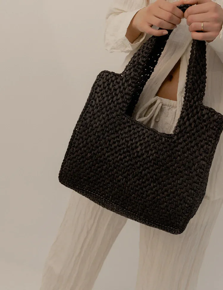 La Tribe      LA TRIBE - MACRAME TOTE BAG (BLACK)