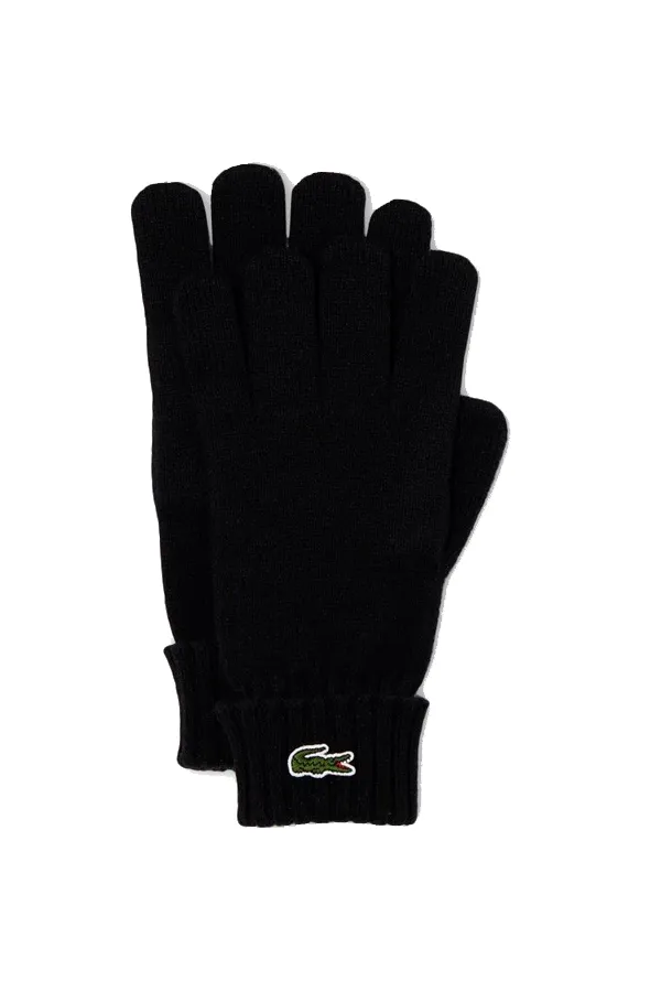 Lacoste black wool knit gloves