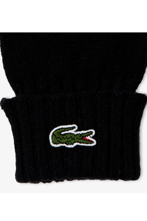 Lacoste black wool knit gloves