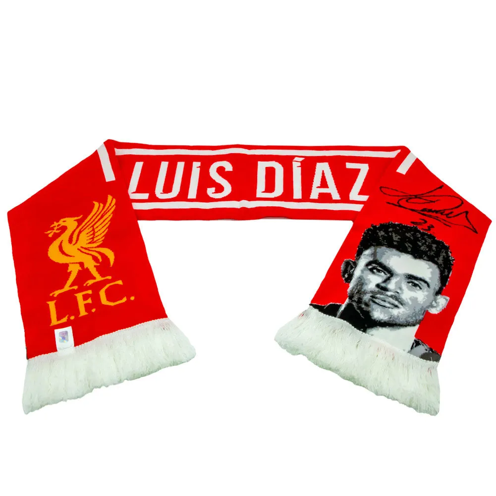 Liverpool FC Luis Diaz Scarf - Google SEO friendly result: Liverpool FC scarf featuring Luis Diaz