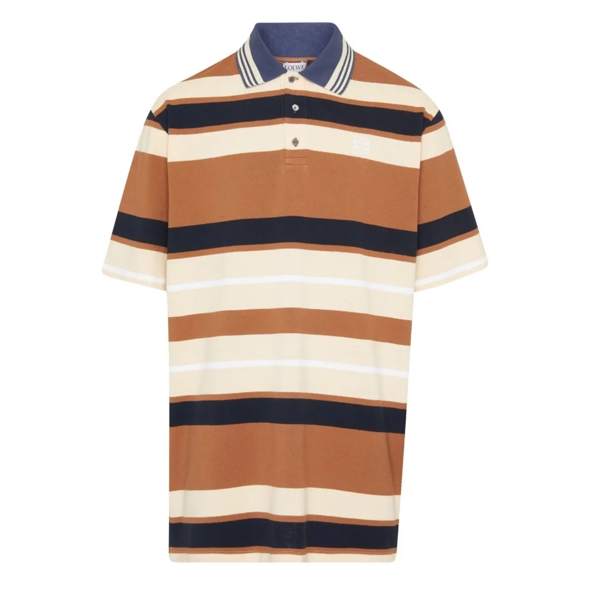 LOEWE  |Stripes Cotton Short Sleeves Oversized Luxury Polos