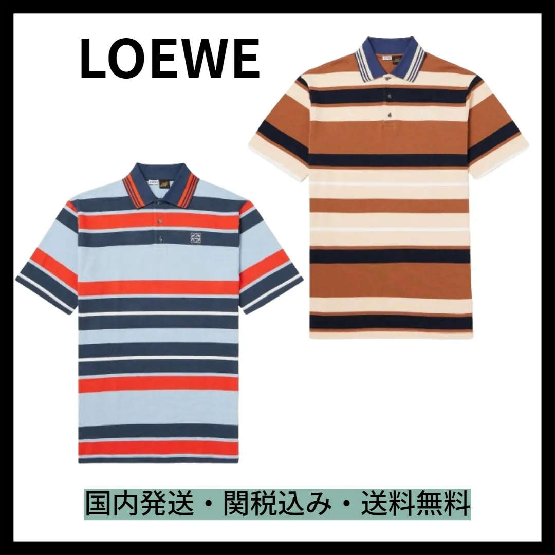 LOEWE  |Stripes Monogram Unisex Sweat Blended Fabrics Street Style