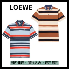 LOEWE  |Stripes Monogram Unisex Sweat Blended Fabrics Street Style