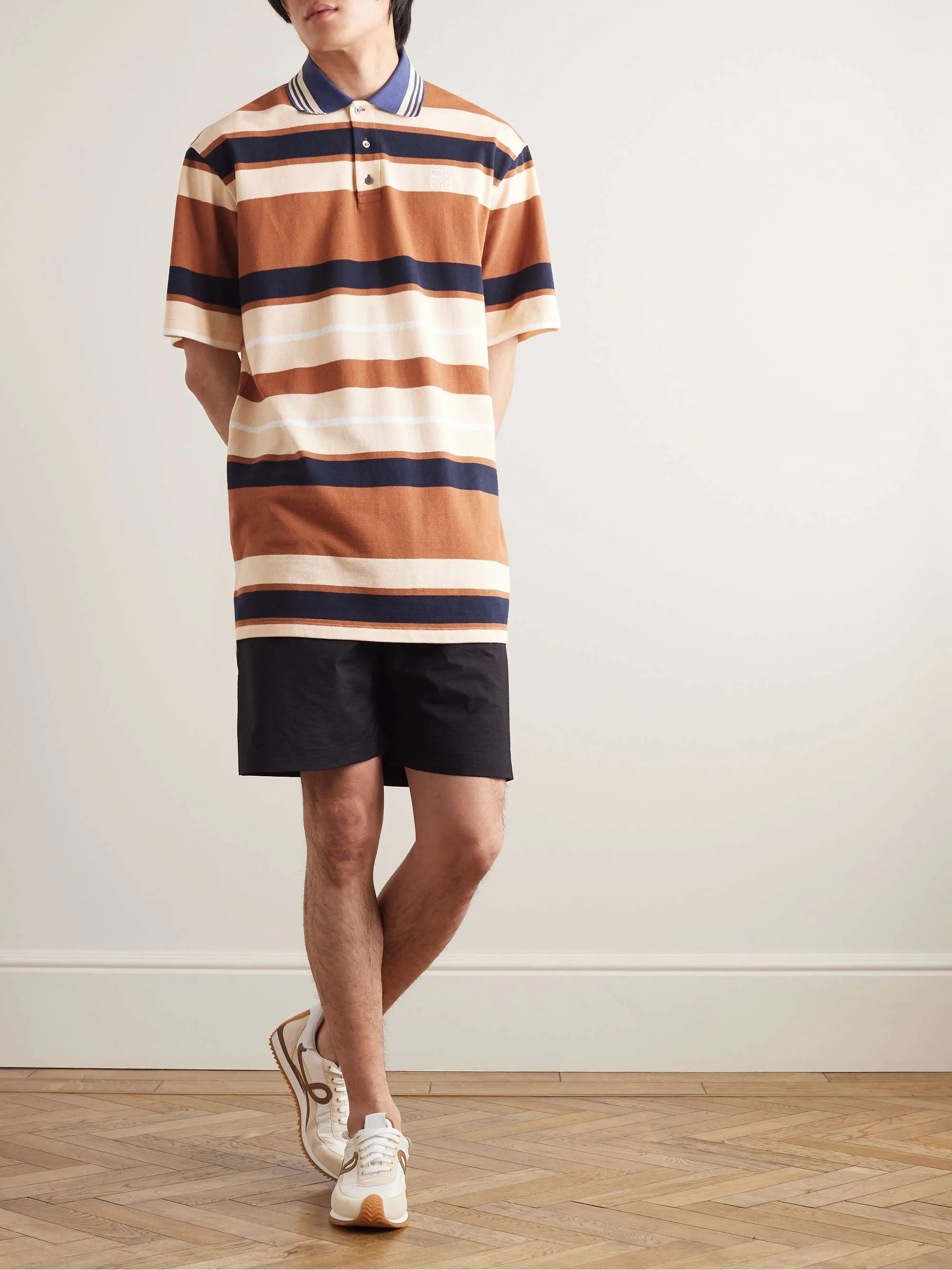 LOEWE  |Stripes Monogram Unisex Sweat Blended Fabrics Street Style