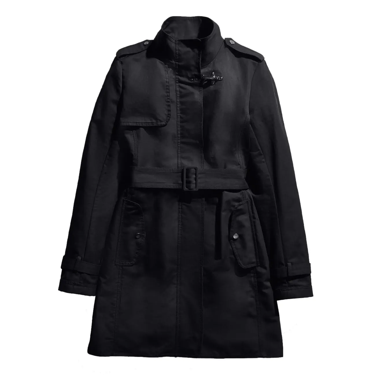 Long black women's trench coat Virginia