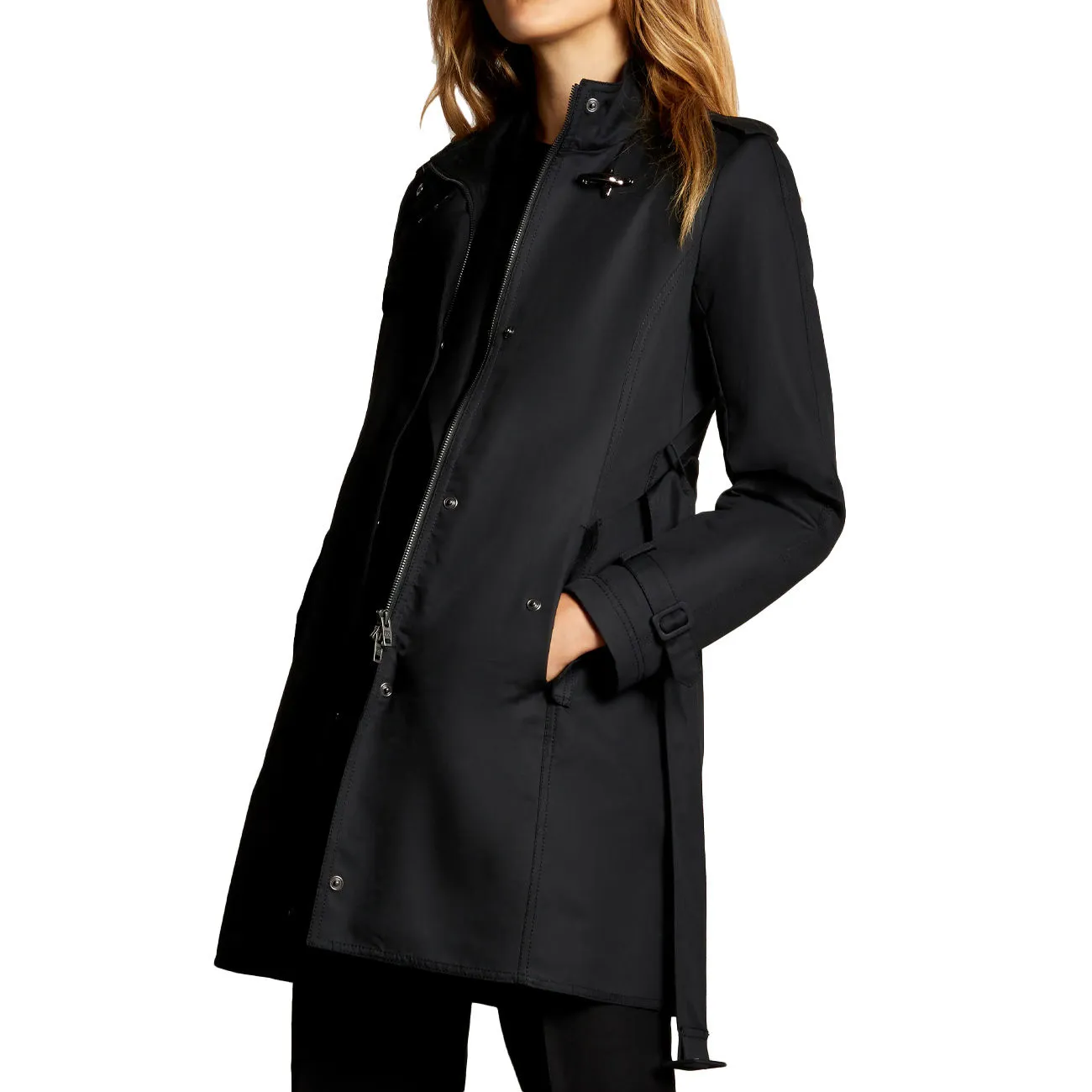 Long black women's trench coat Virginia