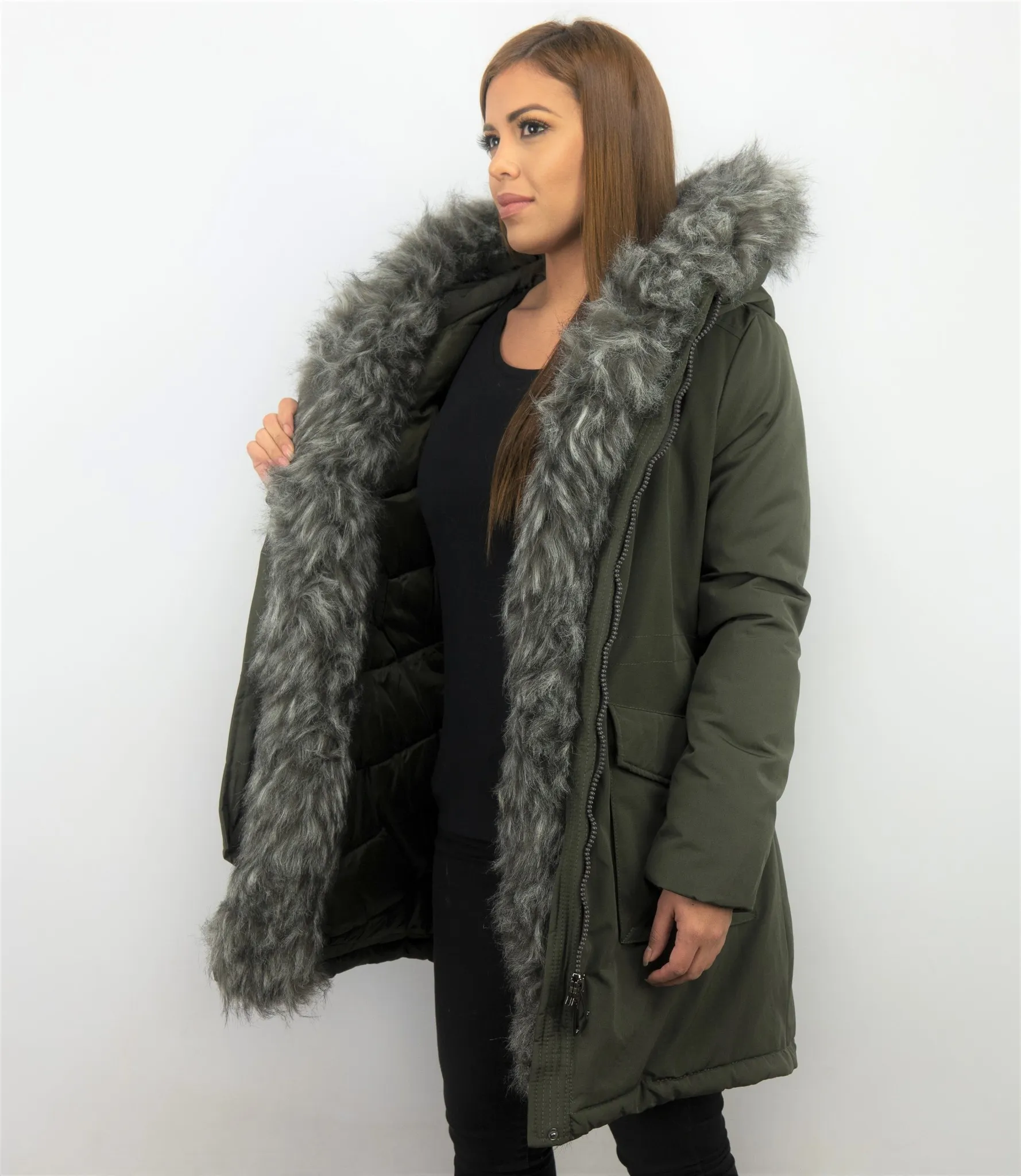 Long Parka Ladies Winter Coat Green |