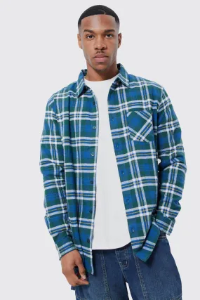 Long Sleeve Traditional Check Flannel Shirt | boohooMAN UK