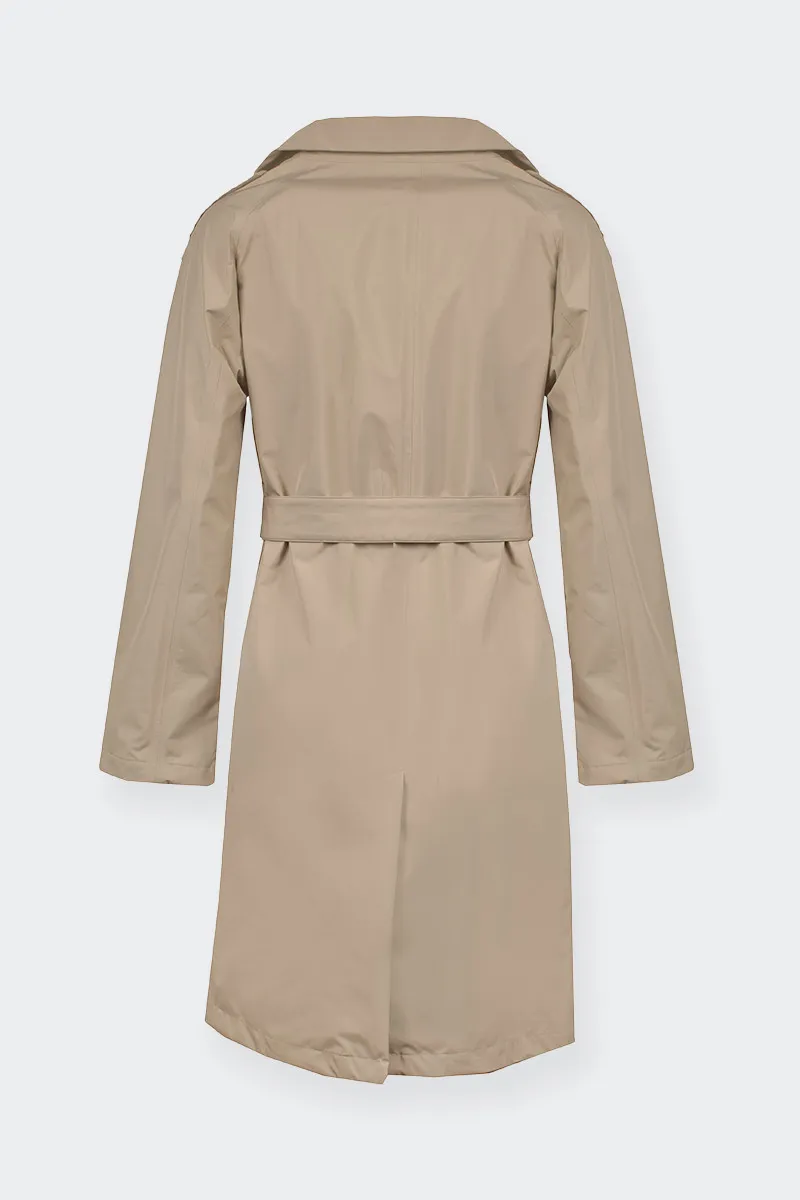 Long trench coat with beige belt