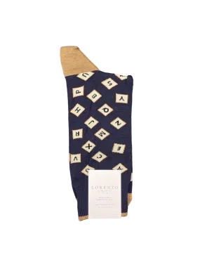 Lorenzo Uomo Wool Socks Scrabble Tiles