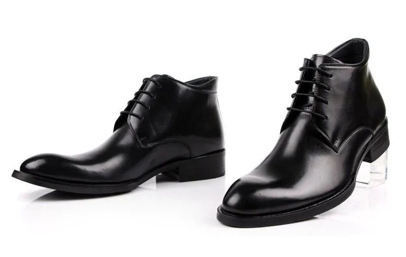 Luxury leather lace-up work boots