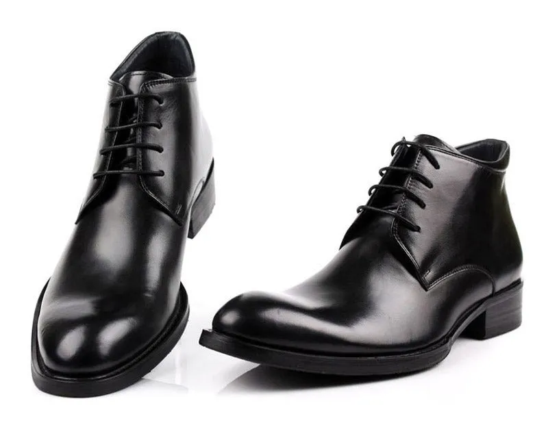 Luxury leather lace-up work boots