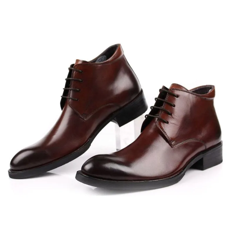 Luxury leather lace-up work boots