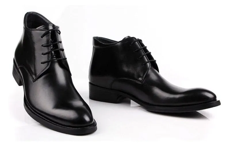 Luxury leather lace-up work boots