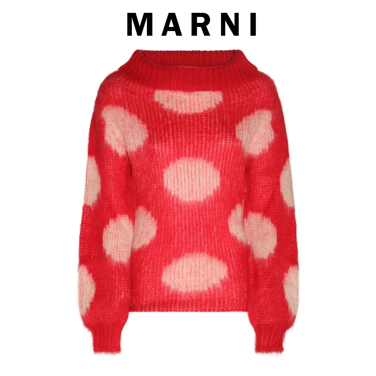 MARNI  |Crew Neck Dots Casual Style Nylon Long Sleeves Oversized