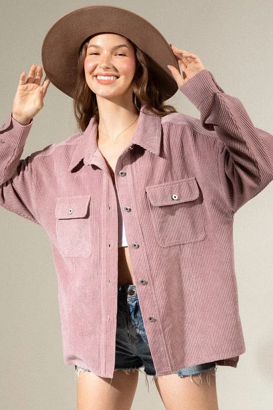 Mauve corduroy jacket-shirt