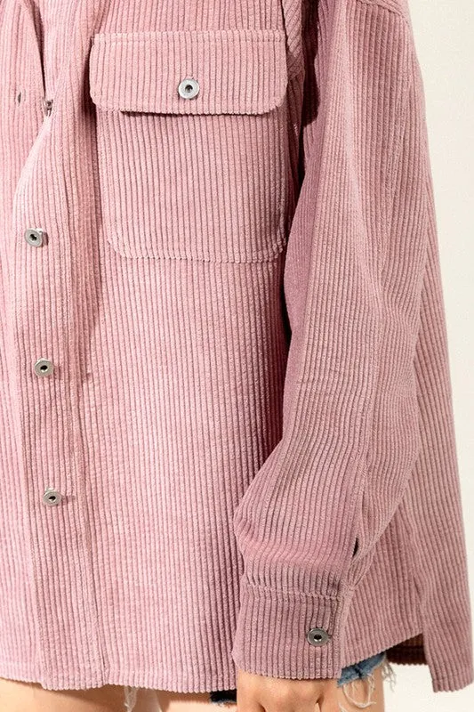 Mauve corduroy jacket-shirt