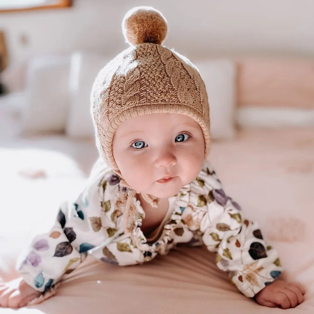 Merino Knit Bonnet - Black, Grey, and Ivory