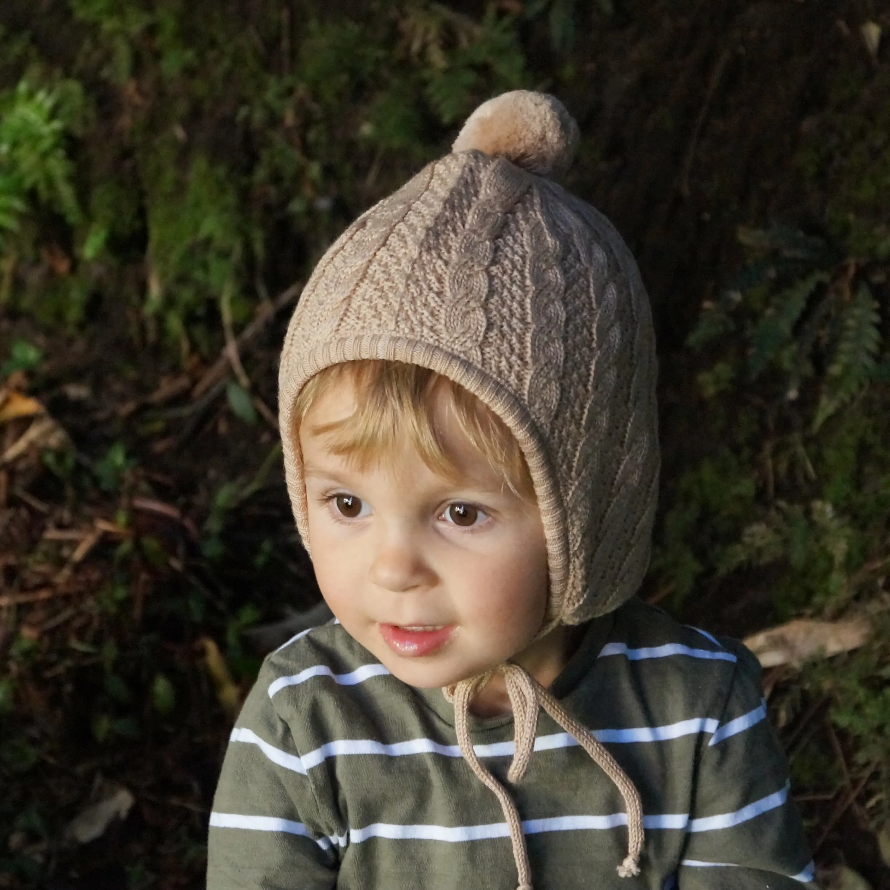 Merino Knit Bonnet - Black, Grey, and Ivory