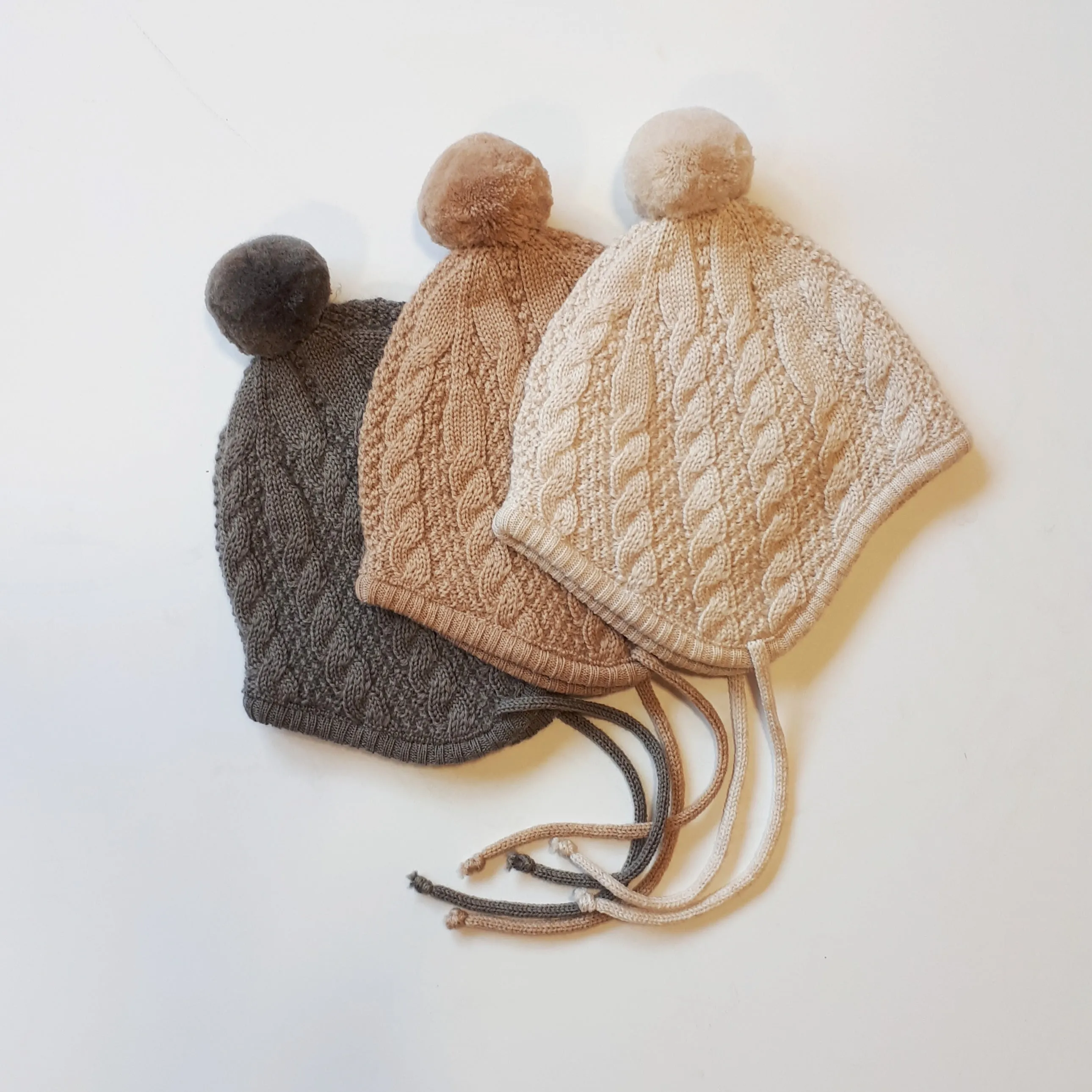 Merino Knit Bonnet - Black, Grey, and Ivory