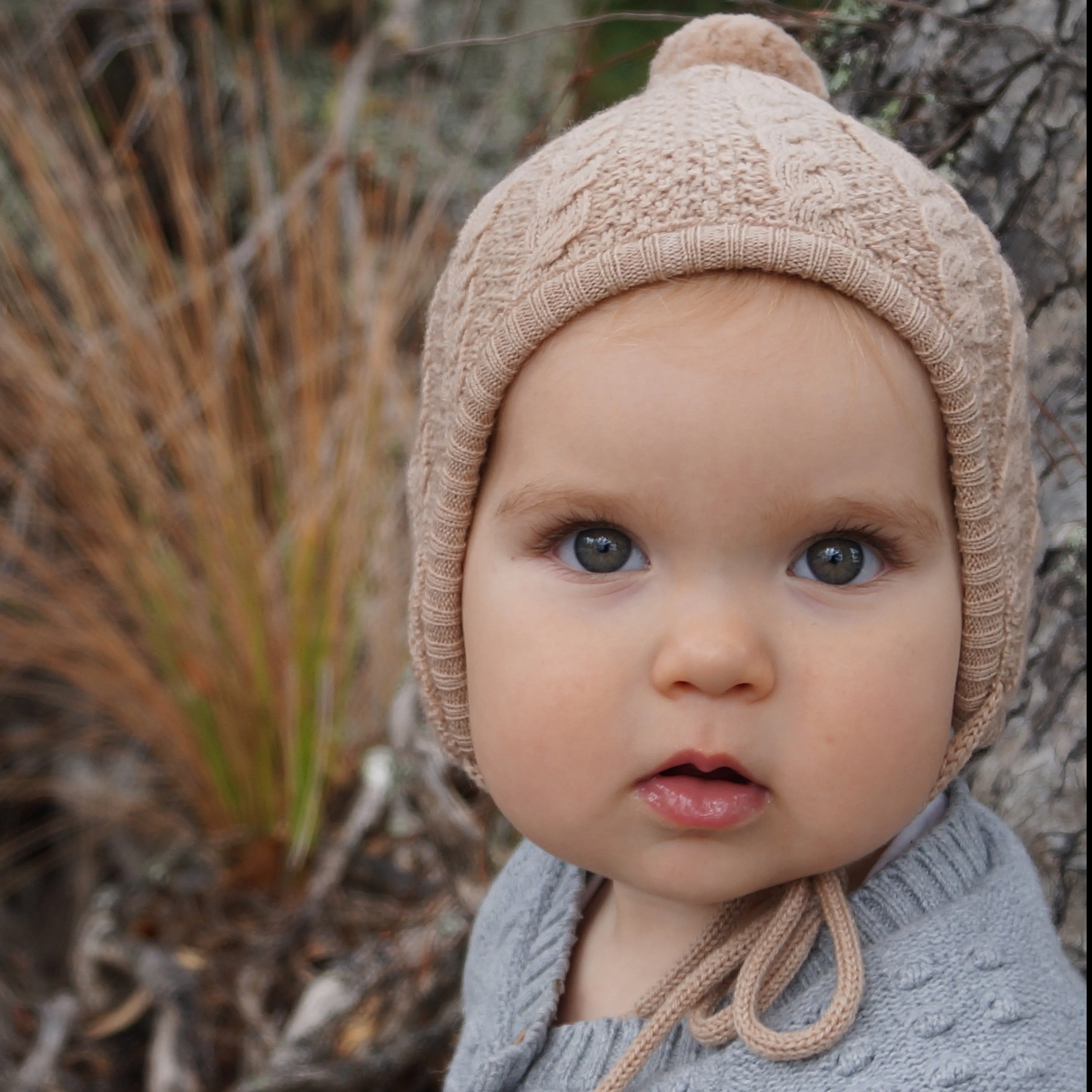 Merino Knit Bonnet - Black, Grey, and Ivory