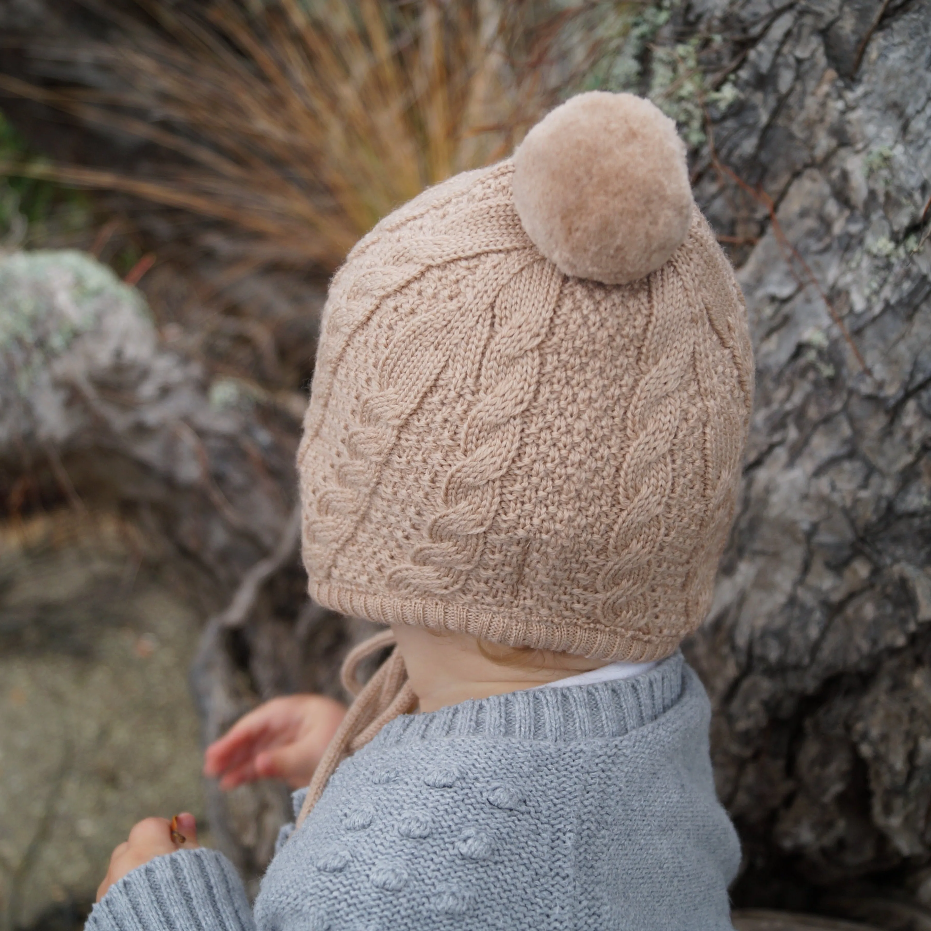 Merino Knit Bonnet - Black, Grey, and Ivory