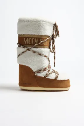 Moon Boots Icon Shearling in Whiskey/Off-White