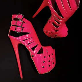 Multi Belted Pink Ankle Cut High Heels