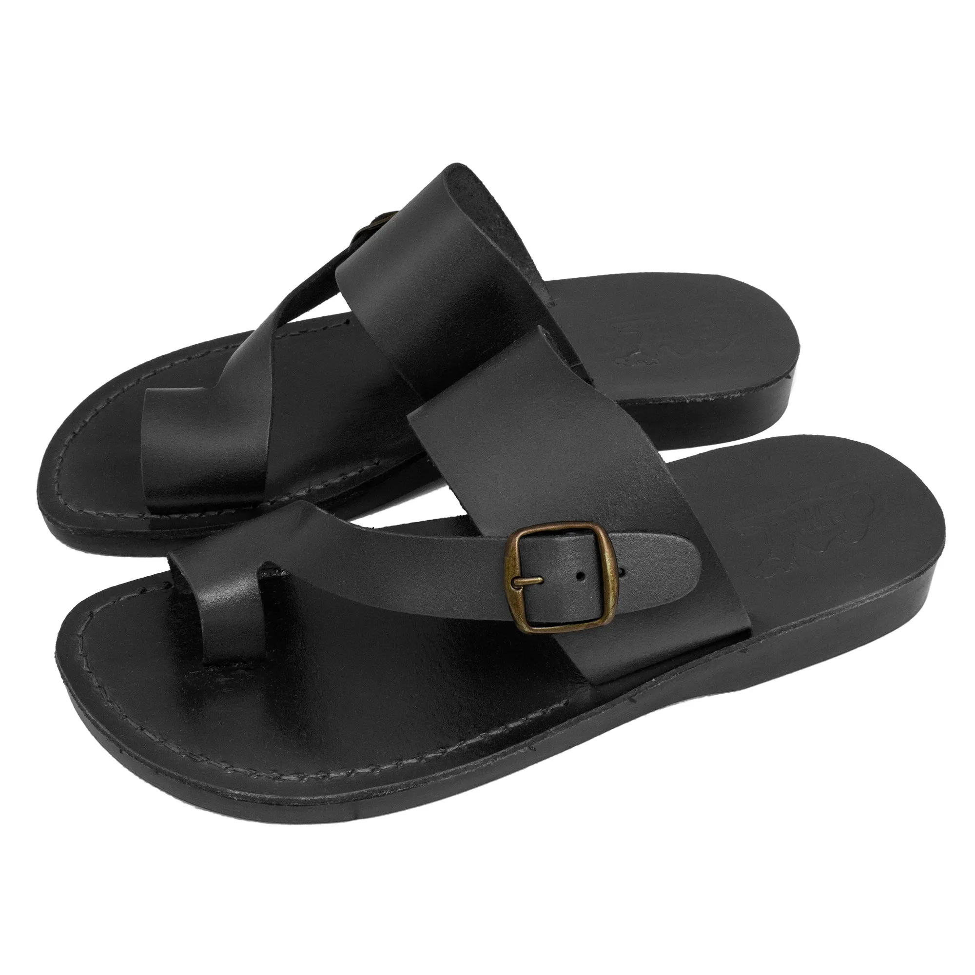 Natural Genuine Camel Leather Strap Flat Sandals for Men from Holy Land.