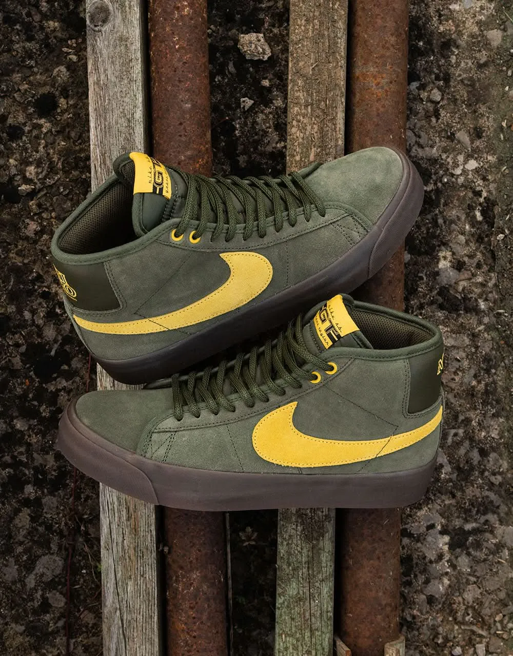 Nike SB 'Anti Hero' Zoom Blazer Mid QS Skate Shoes - Rough Green/Amarillo-Rough Green