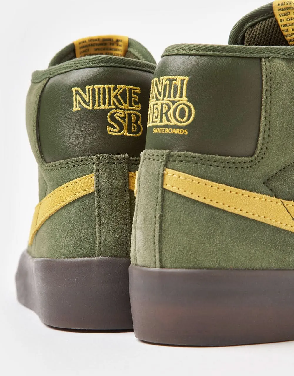 Nike SB 'Anti Hero' Zoom Blazer Mid QS Skate Shoes - Rough Green/Amarillo-Rough Green