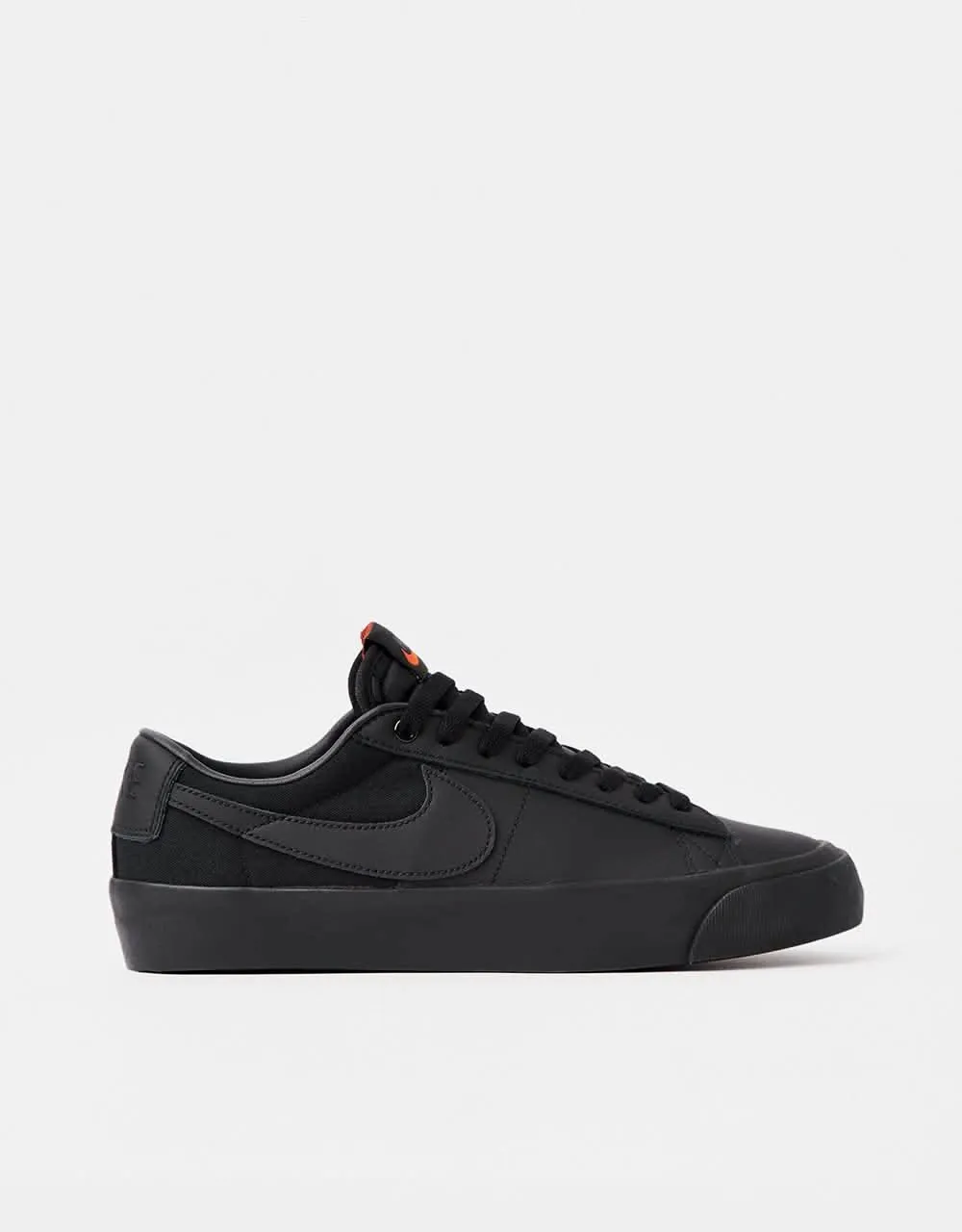 Nike SB 'Orange Label' Blazer Low Pro GT ISO Skate Shoes - Black/Black-Black-Black-Anthracite-Safety Orange