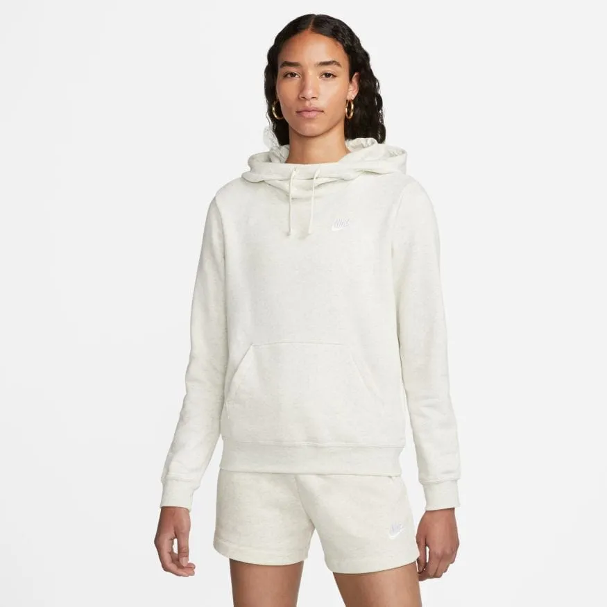 Nike Womens Sportswear Club Fleece Oatmeal Heather Funnel-Neck Hoodie