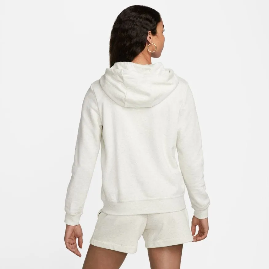 Nike Womens Sportswear Club Fleece Oatmeal Heather Funnel-Neck Hoodie