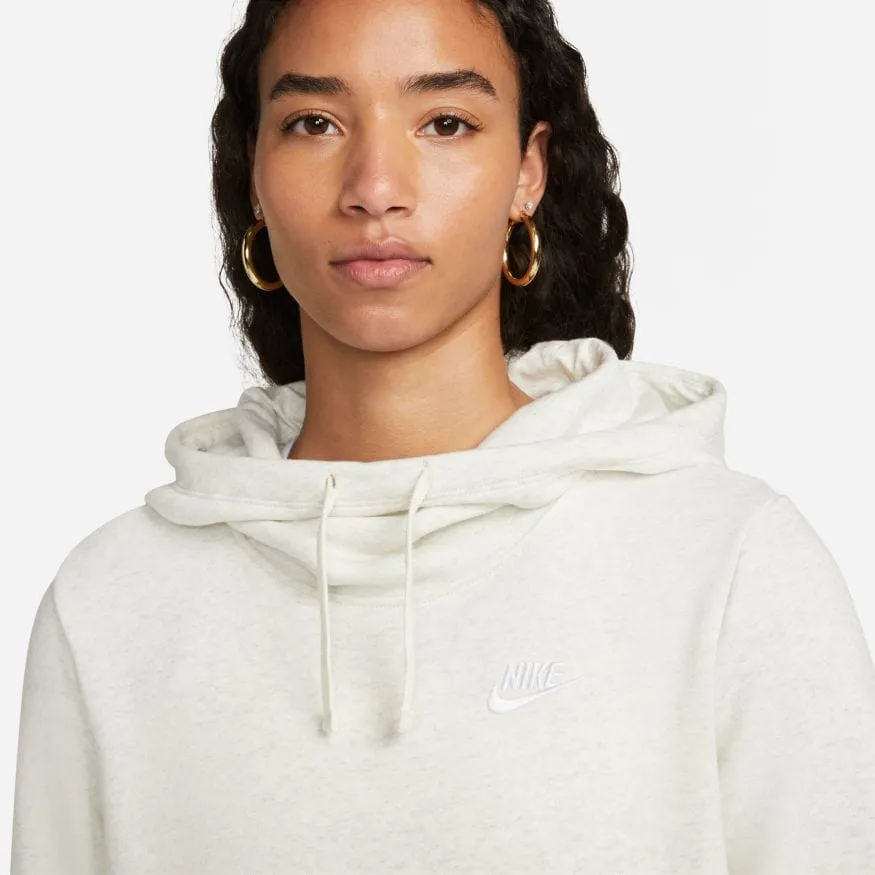 Nike Womens Sportswear Club Fleece Oatmeal Heather Funnel-Neck Hoodie