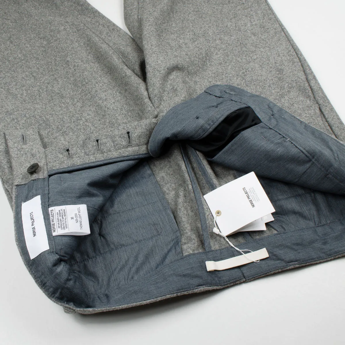 Norse Projects Slim Light Wool Trousers Light Grey Melange