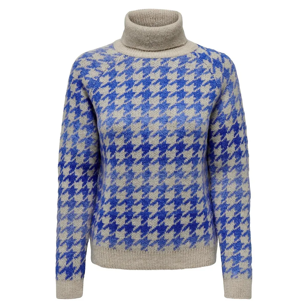 ONLY Berta Houndstooth Turtleneck Sweater