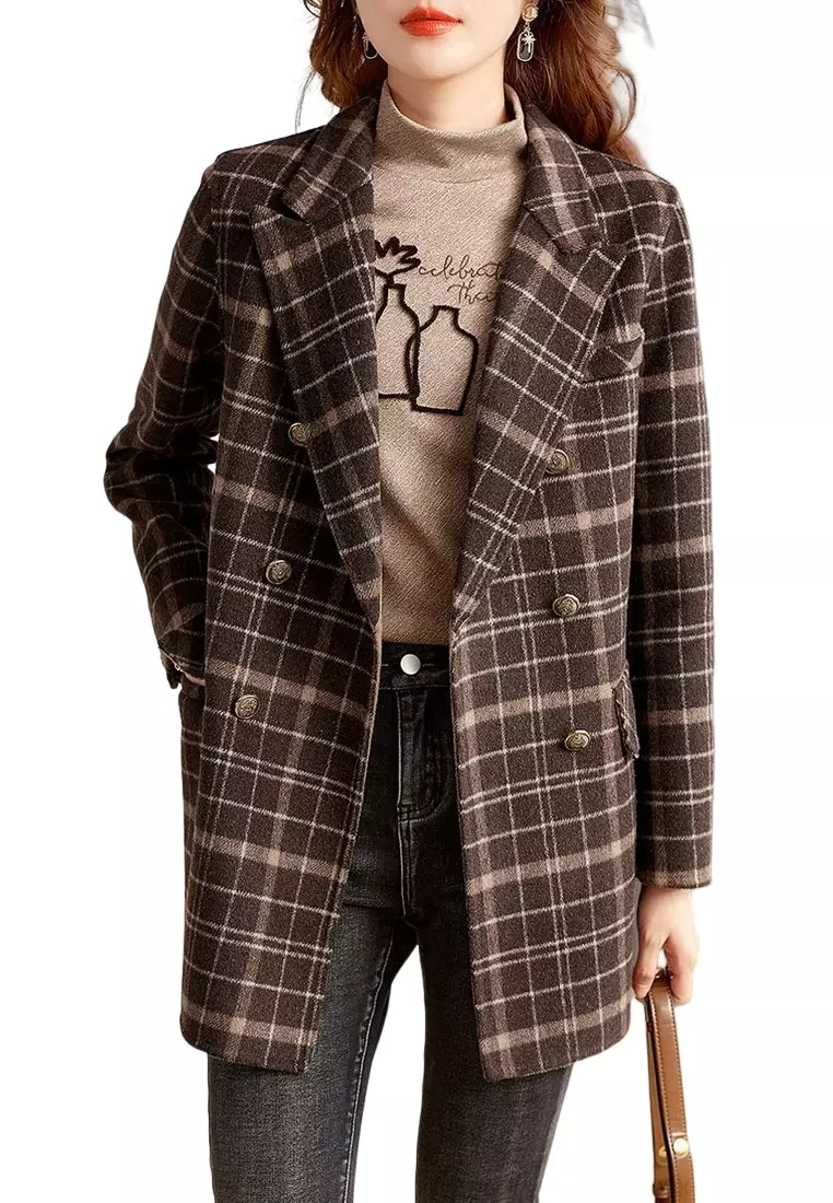 ONX.HK Strong Check Wool Blend Wool Coat