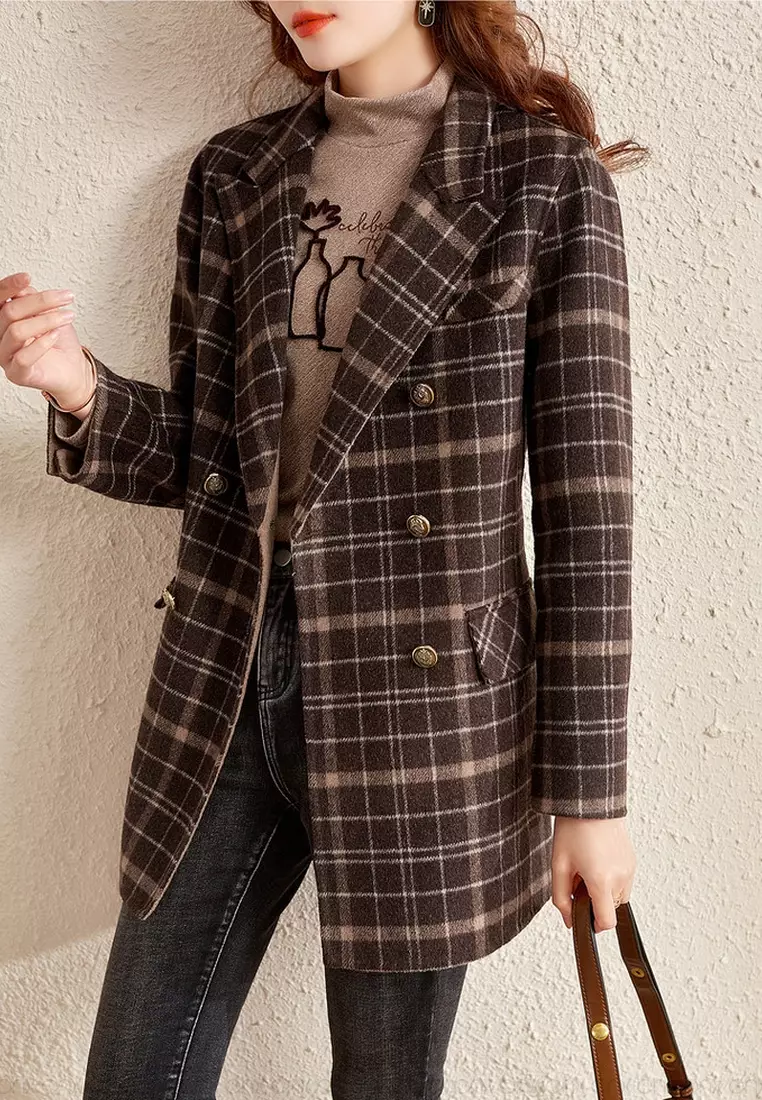 ONX.HK Strong Check Wool Blend Wool Coat