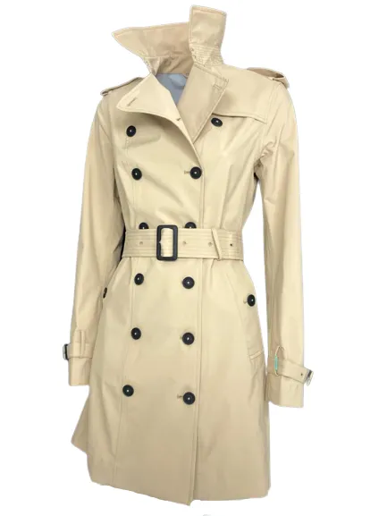 Panna double-breasted trench coat with belt.