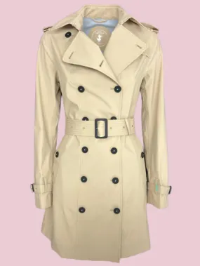 Panna double-breasted trench coat with belt.