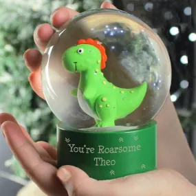 Personalized Dinosaur Snow Globe with Glitter - Customizable Message