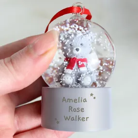 Personalized Teddy Bear Snow Globe Ornament with Glitter - Ideal Christmas Tree Decoration